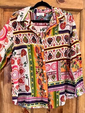 Calypso St. Barth Womens BOHO Chic Button Down Top